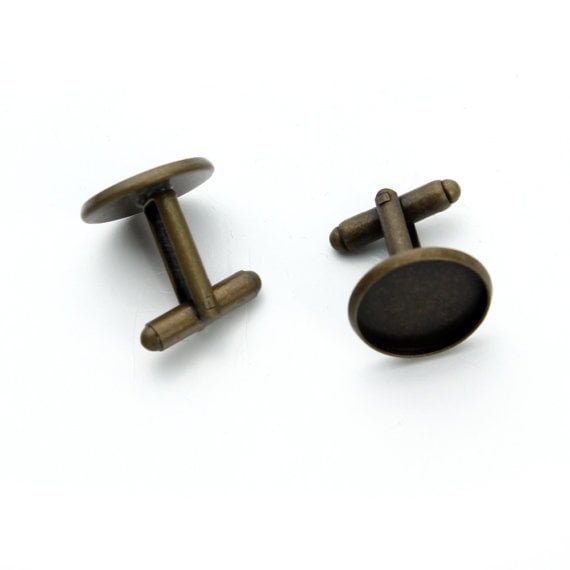 Rustic Antique Bronze Cuff Link Bezel Settings