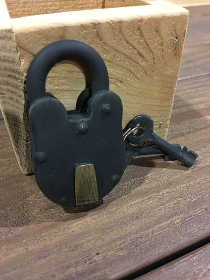 Cast Iron Lock and Skeleton Key