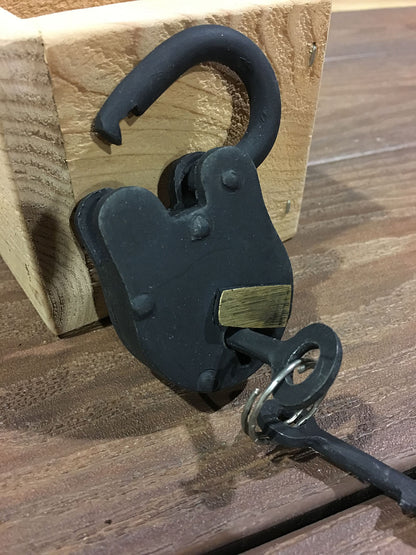 Cast Iron Lock and Skeleton Key