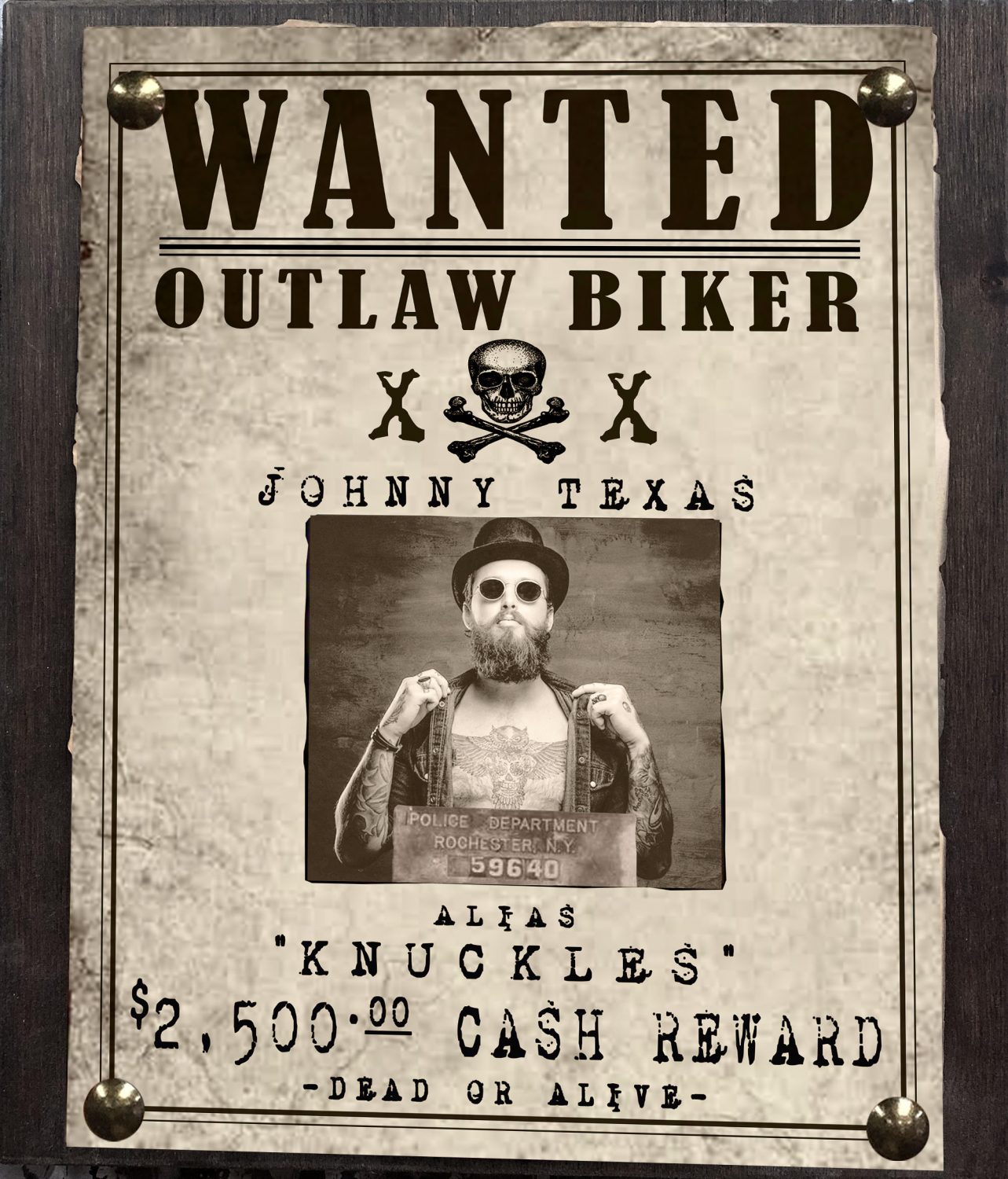 Outlaw Biker Wanted Sign