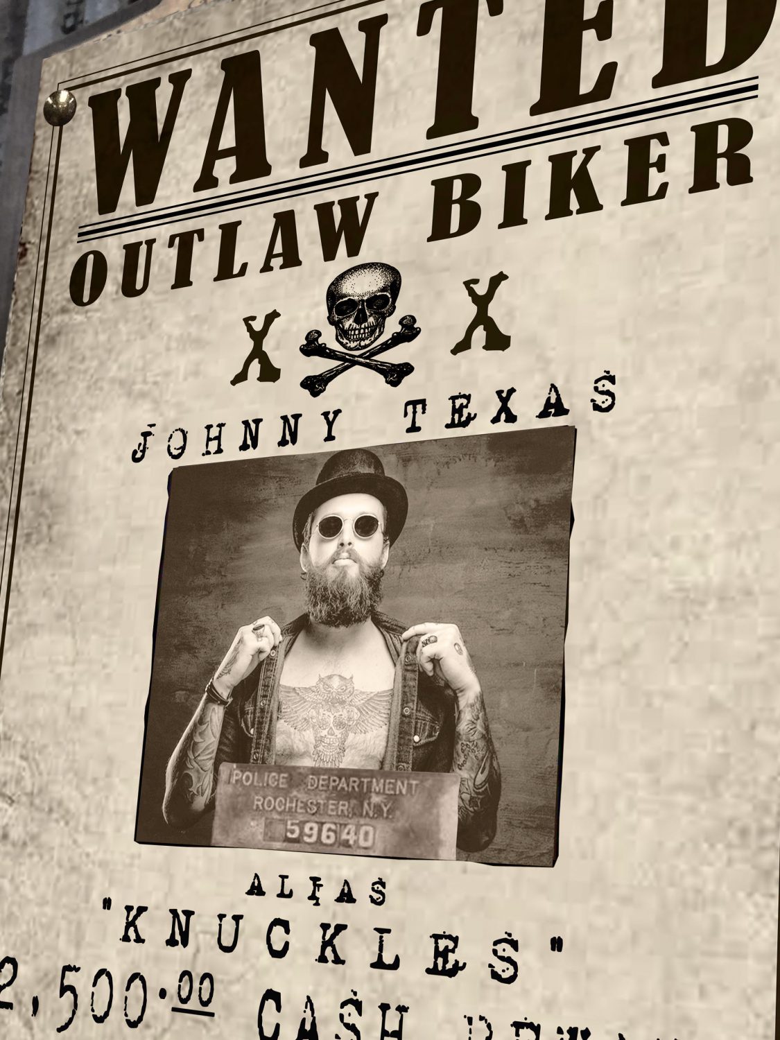 Outlaw Biker Wanted Sign