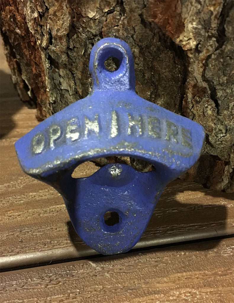 Rustic Cast Iron Bottle Opener - Blue