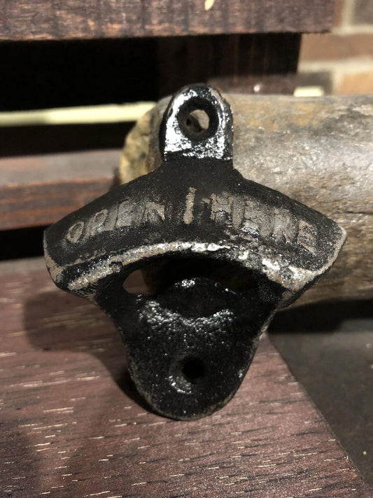 Rustic Cast Iron Bottle Opener - Black