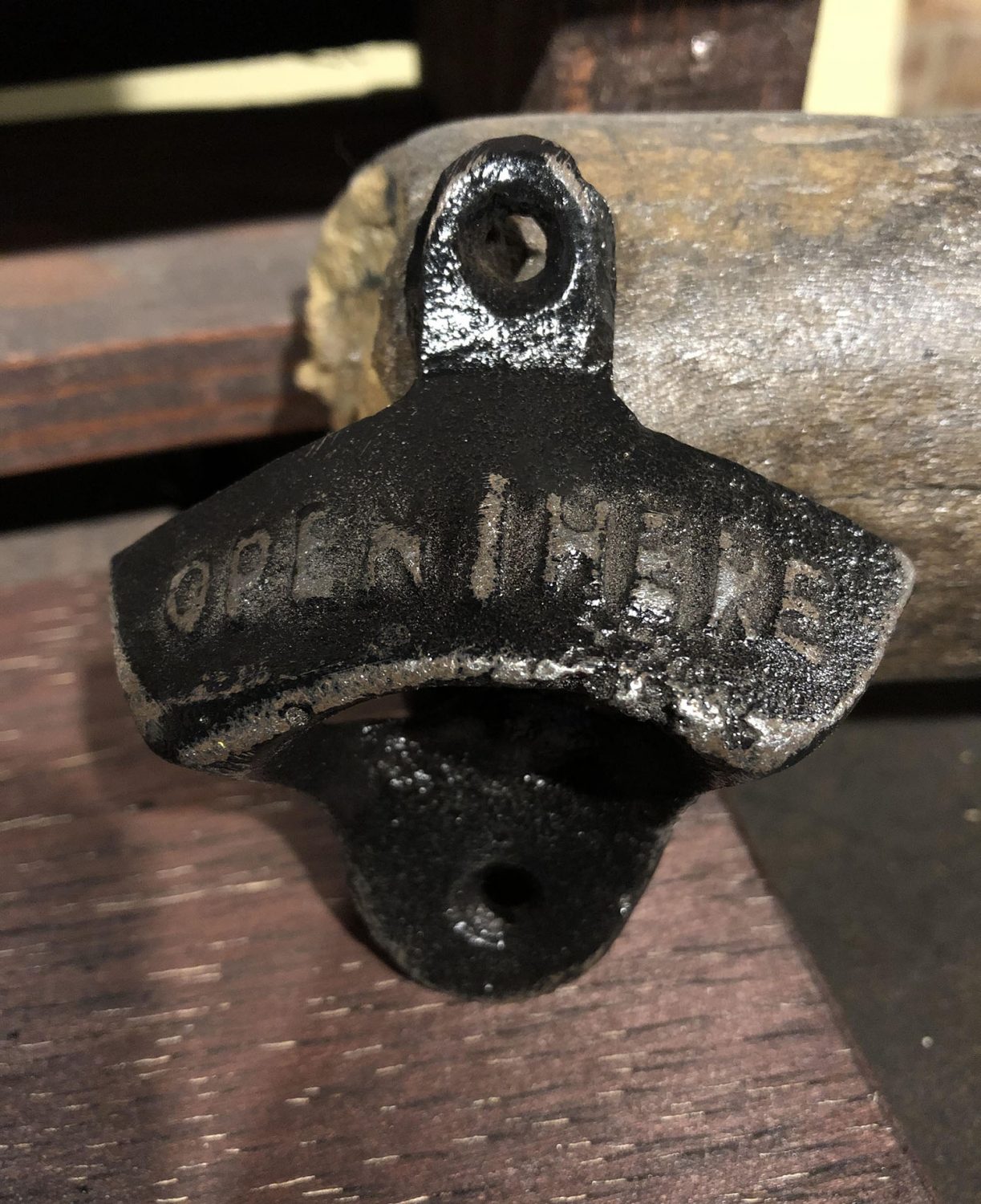 Rustic Cast Iron Bottle Opener - Black