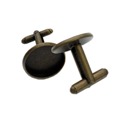 Rustic Antique Bronze Cuff Link Bezel Settings