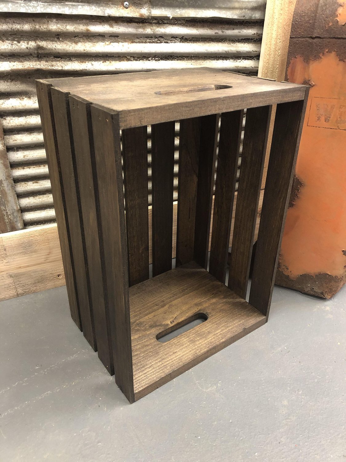 Dark Walnut Stained Wooden Crate