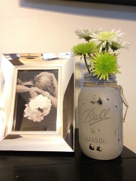 Distressed Mason Jar Flower Vases