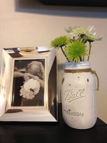 Distressed Mason Jar Flower Vases