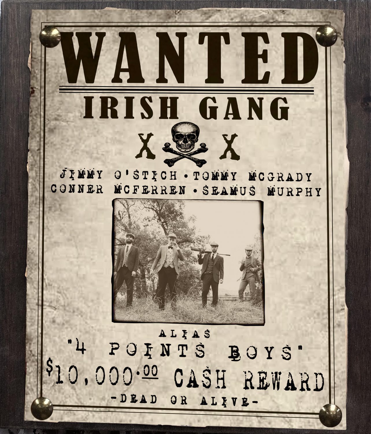 Irish Mob Wanted Sign