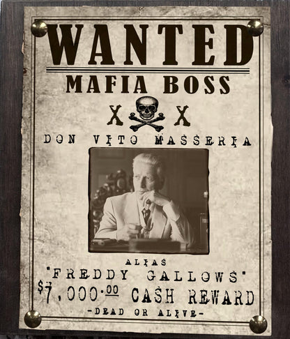 Mafia Boss Wanted Sign