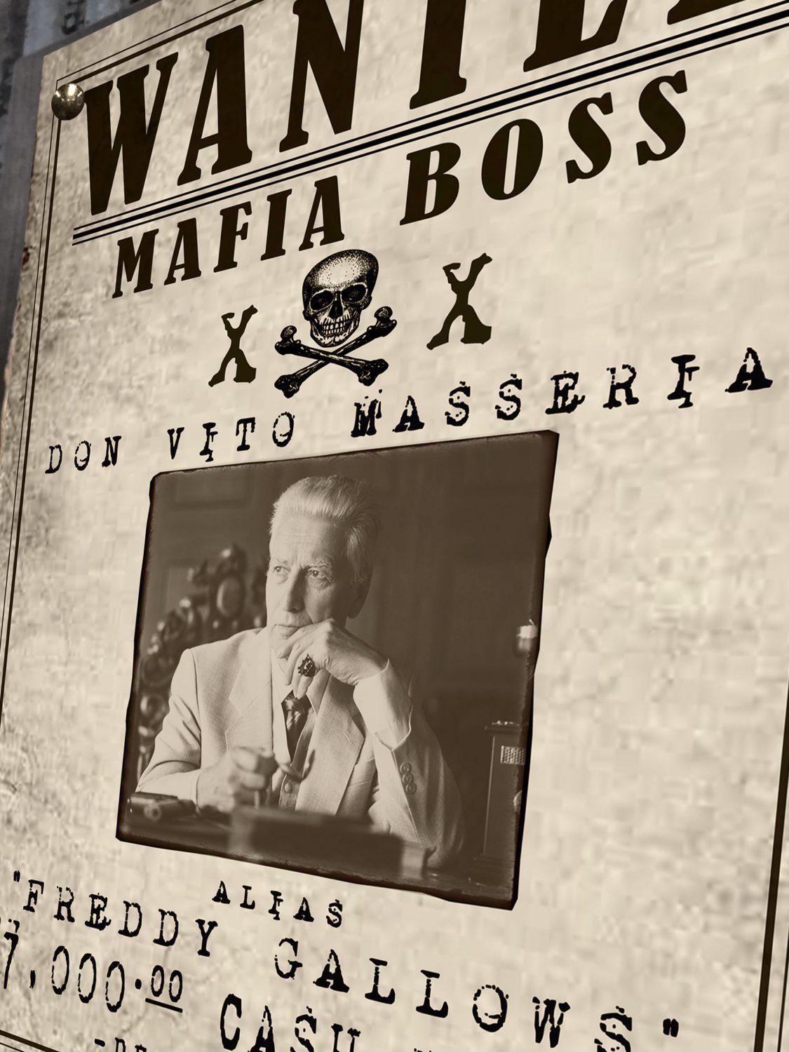 Mafia Boss Wanted Sign