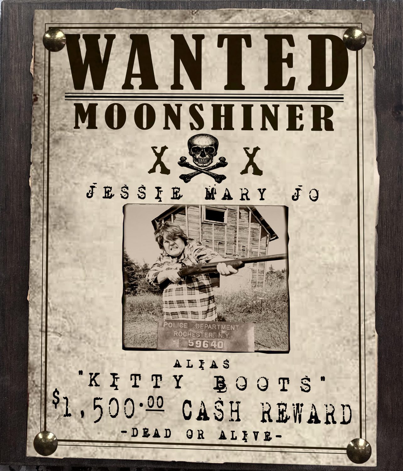 Moonshiner Lady Wanted Sign