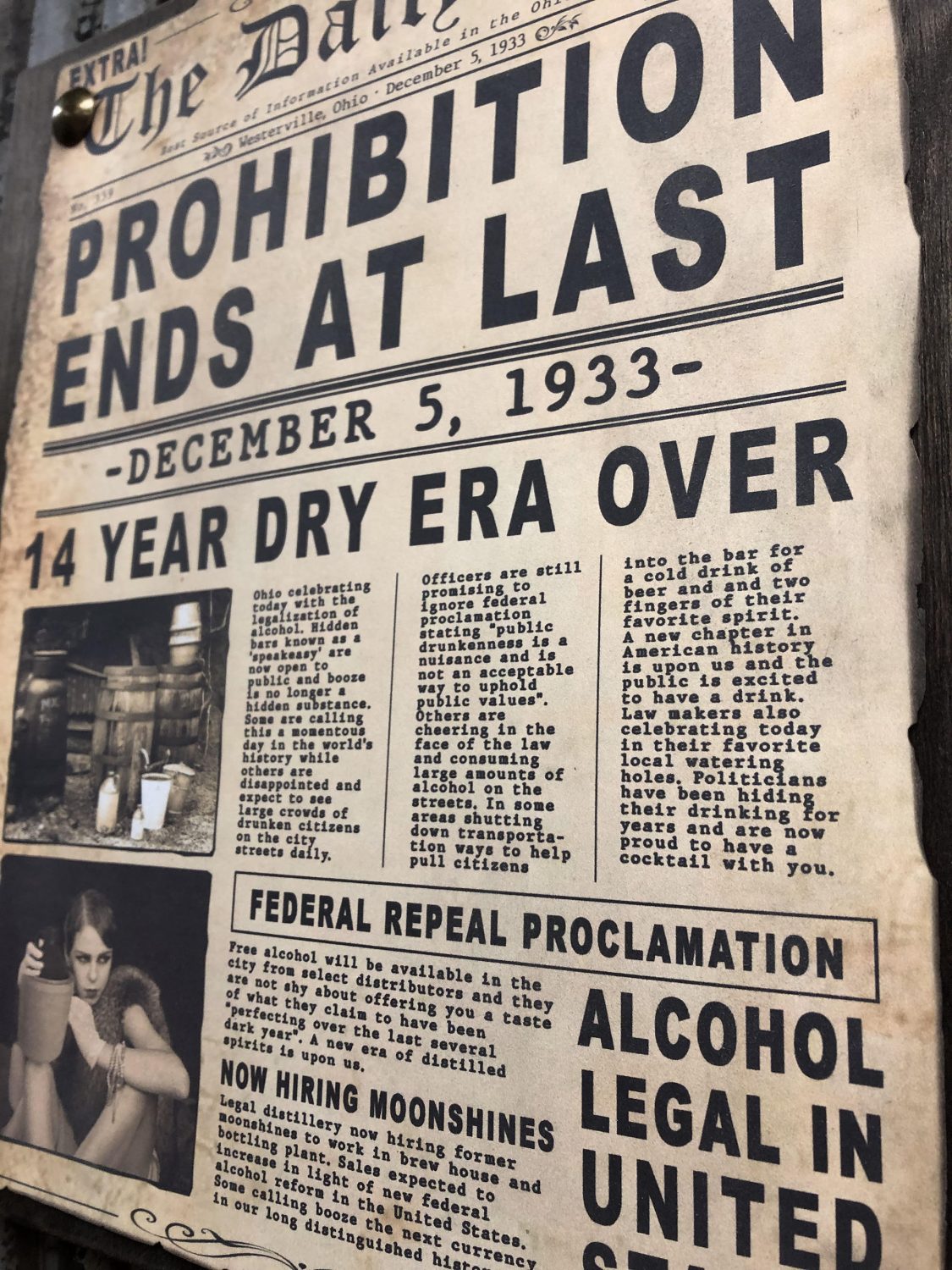 Prohibition Era Sign