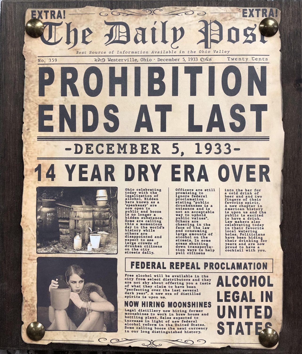 Prohibition Era Sign