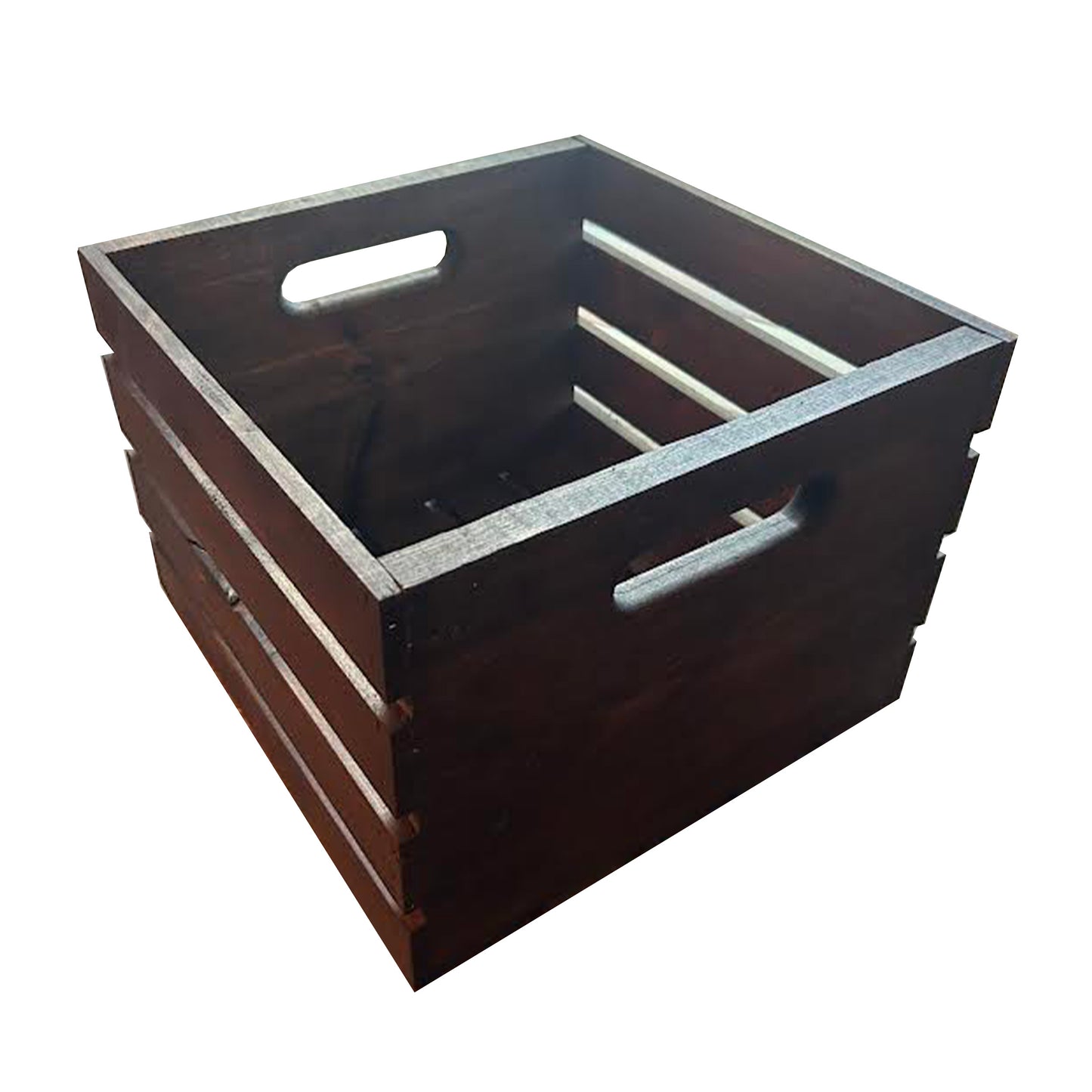 Dark Walnut Square Wooden Crate