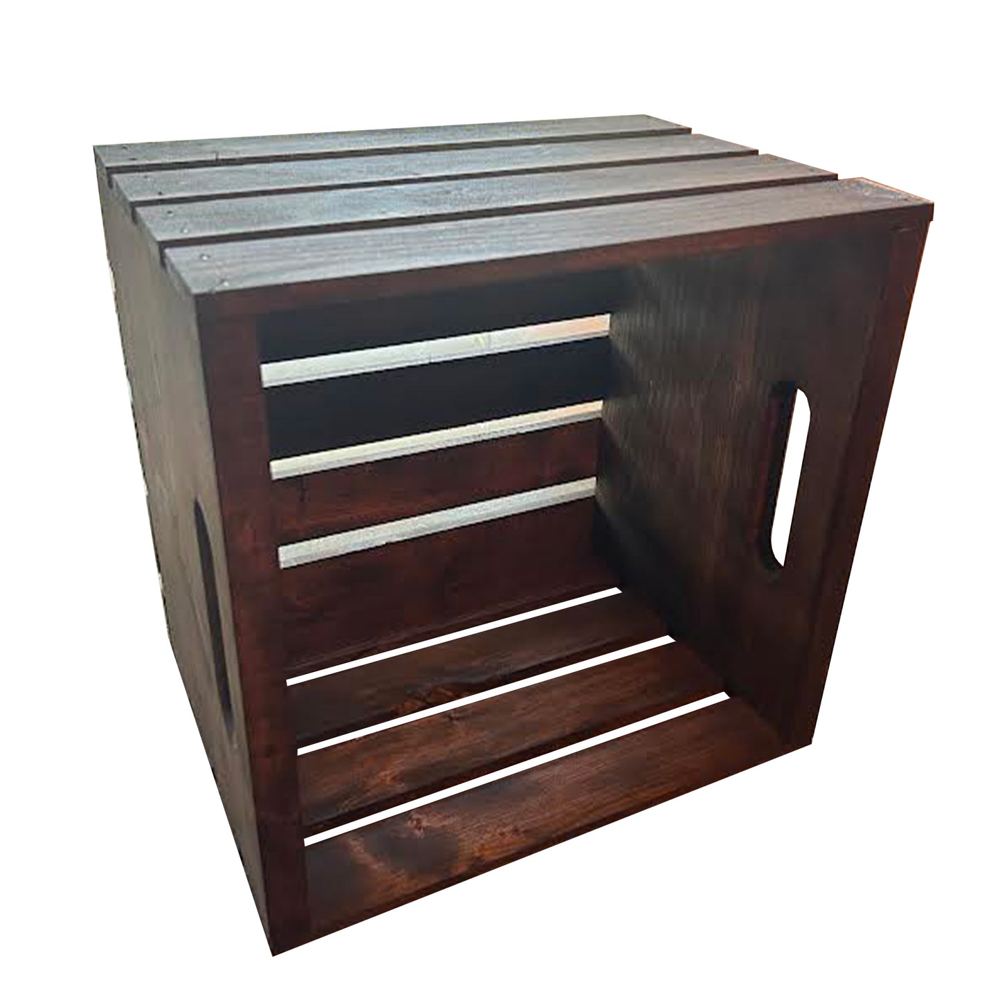 Dark Walnut Square Wooden Crate