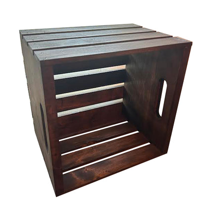 Dark Walnut Square Wooden Crate