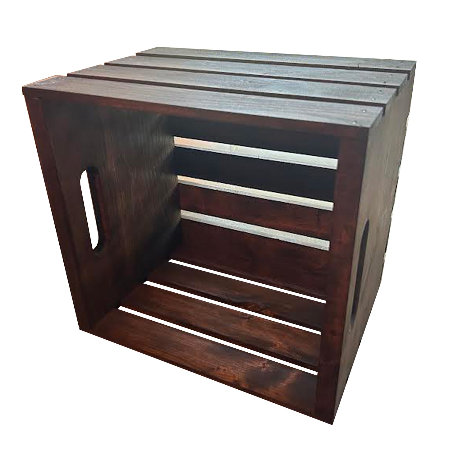 Dark Walnut Square Wooden Crate