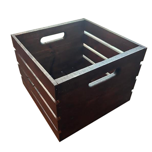 Dark Walnut Square Wooden Crate